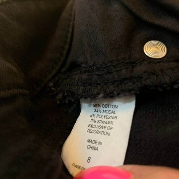 NY&C Soho Womans 8 Denim Jeans Black Ombre Boyfriend Mid Rise Distressed Stretch - Picture 15 of 15